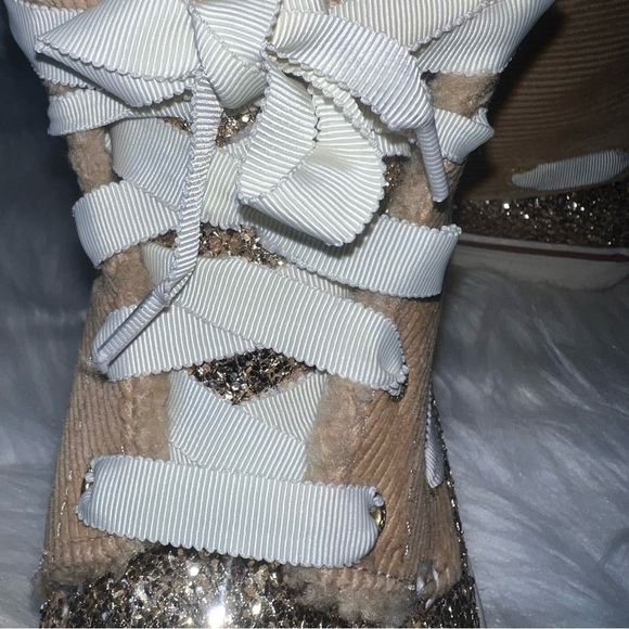 Sprerry Top Sider Acklins Tan Corduroy Gold Glitter Lace Up Boots 7 - Picture 7 of 14